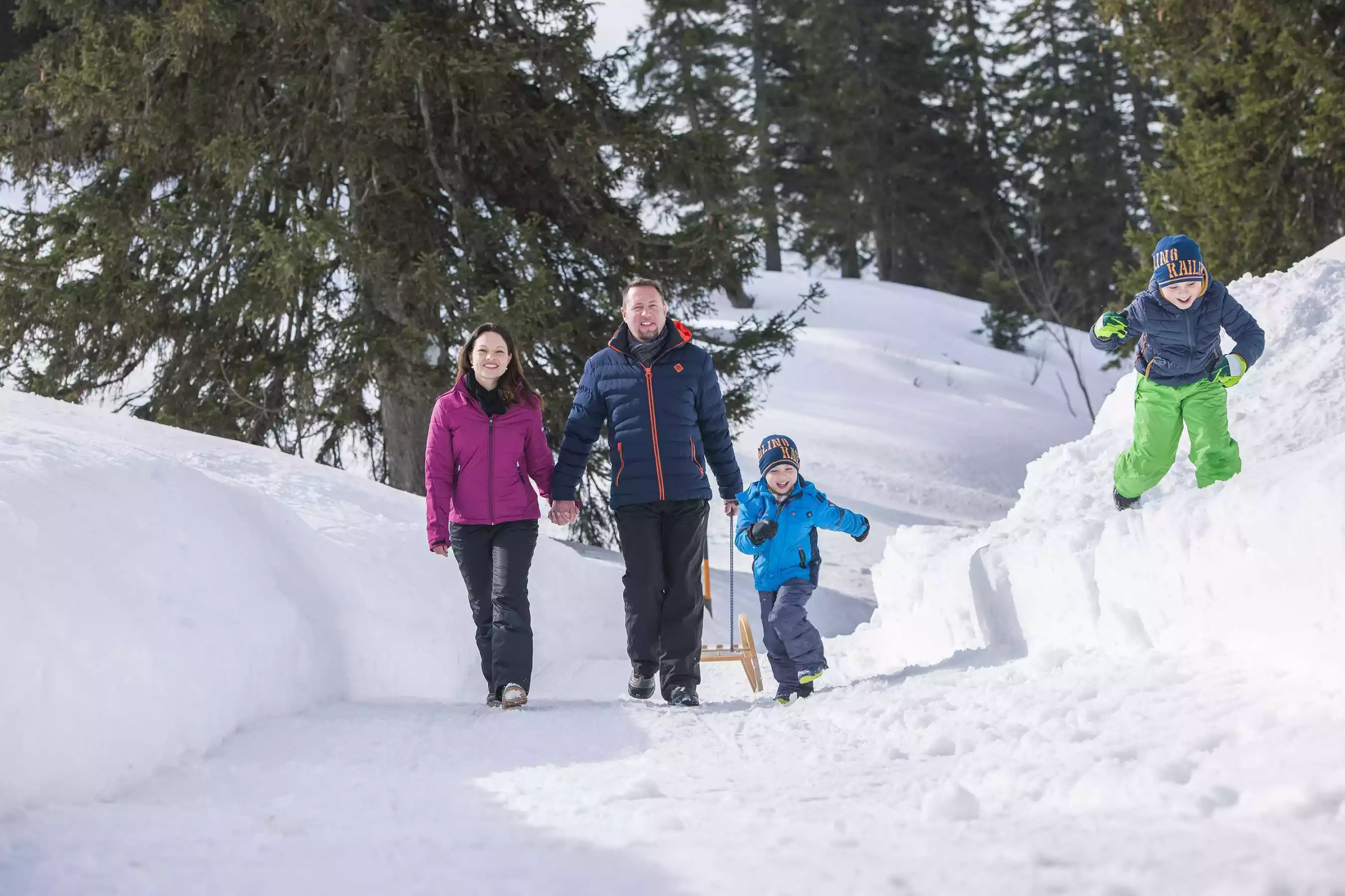 Rodeln Schneeschuhtour Skifahren Alpen